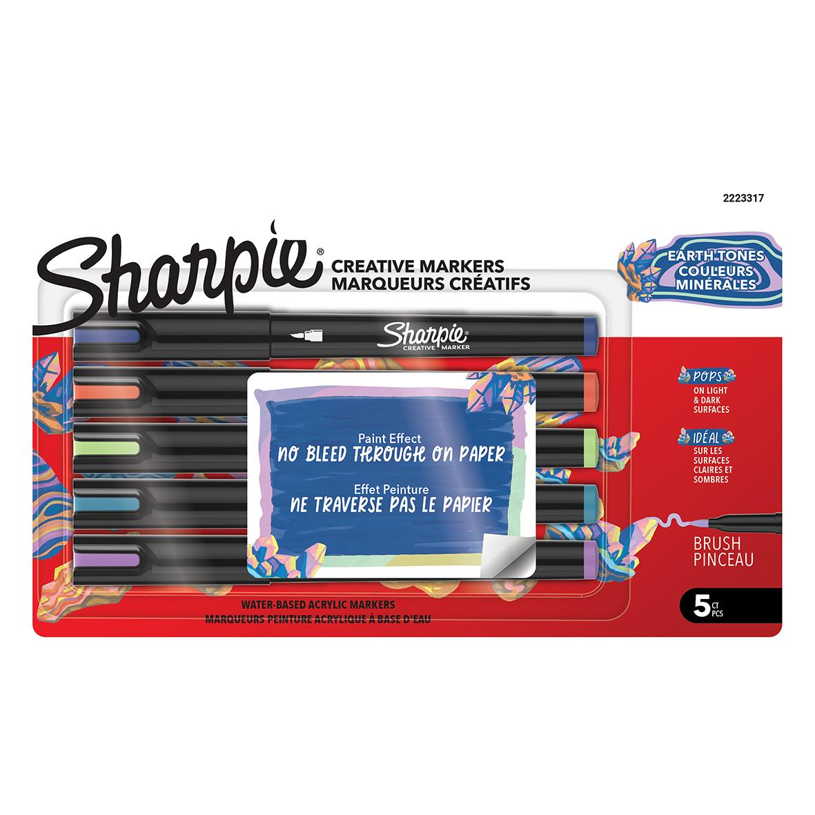 Sharpie Creative Earth Tones Brush tip set med fem pennor i jordnära färger