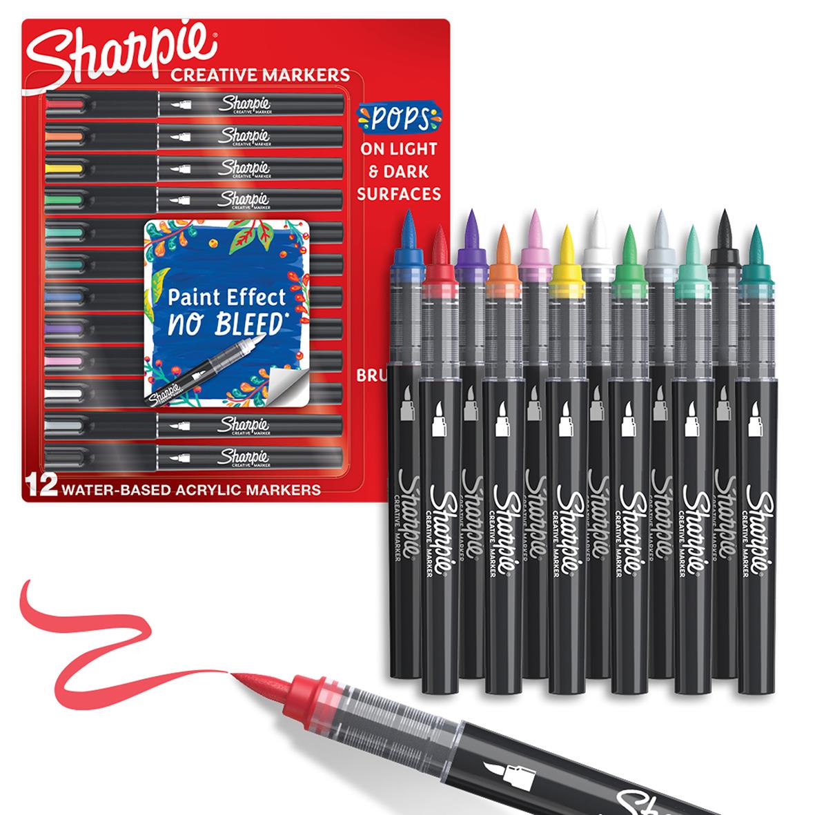 Märkpenna Sharpie Creative Assorted Colours Brush tip för konstnärligt bruk på ljusa och mörka ytor