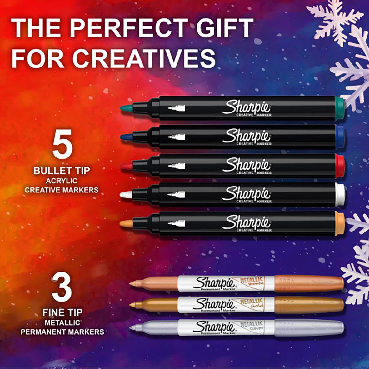Märkpenna Sharpie Creative & Metallic 5+3 med 5 akrylfärgsblyertspennor och 3 metalliska permanenta markörer