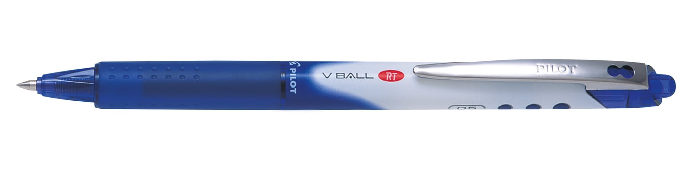 Blå Pilot V-Ball Grip 05 RT rollerpenna med ergonomiskt grepp och klickfunktion