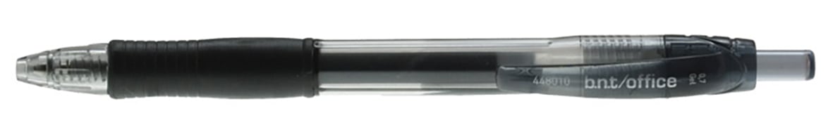 Svart gelpenna Office 0,7 mm med transparent kropp och svart grepp