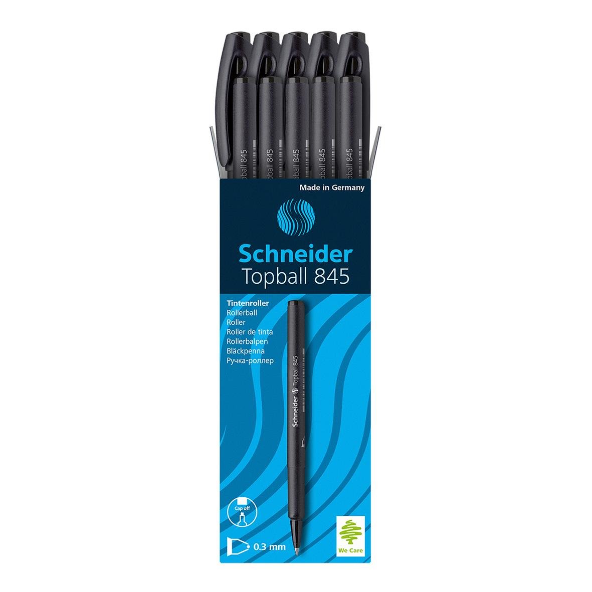 Svart rollerpenna Schneider Topball 845 med klickfunktion och ergonomiskt grepp