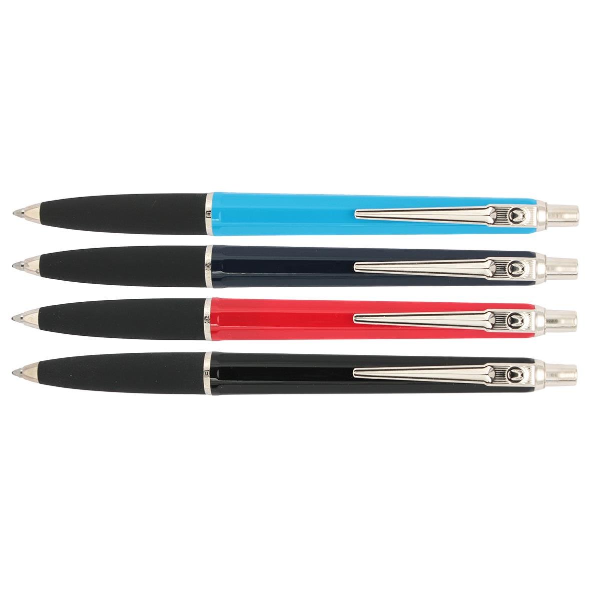 Fyra kulspetspennor Ballograf Epoca Grip i svart, blå, röd och svart färg