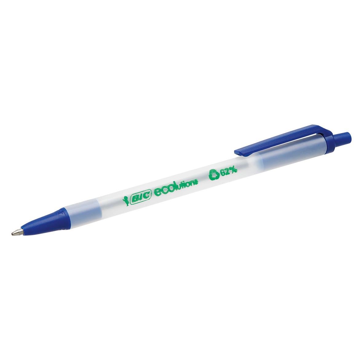 Blå kulspetspenna Bic Clic Stic Ecolutions med blått bläck och vit kropp
