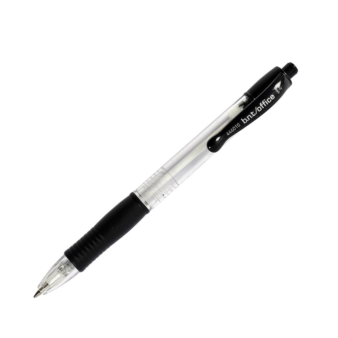 Tre kulspetspennor i svart, blå och röd färg med 0,7 mm spets