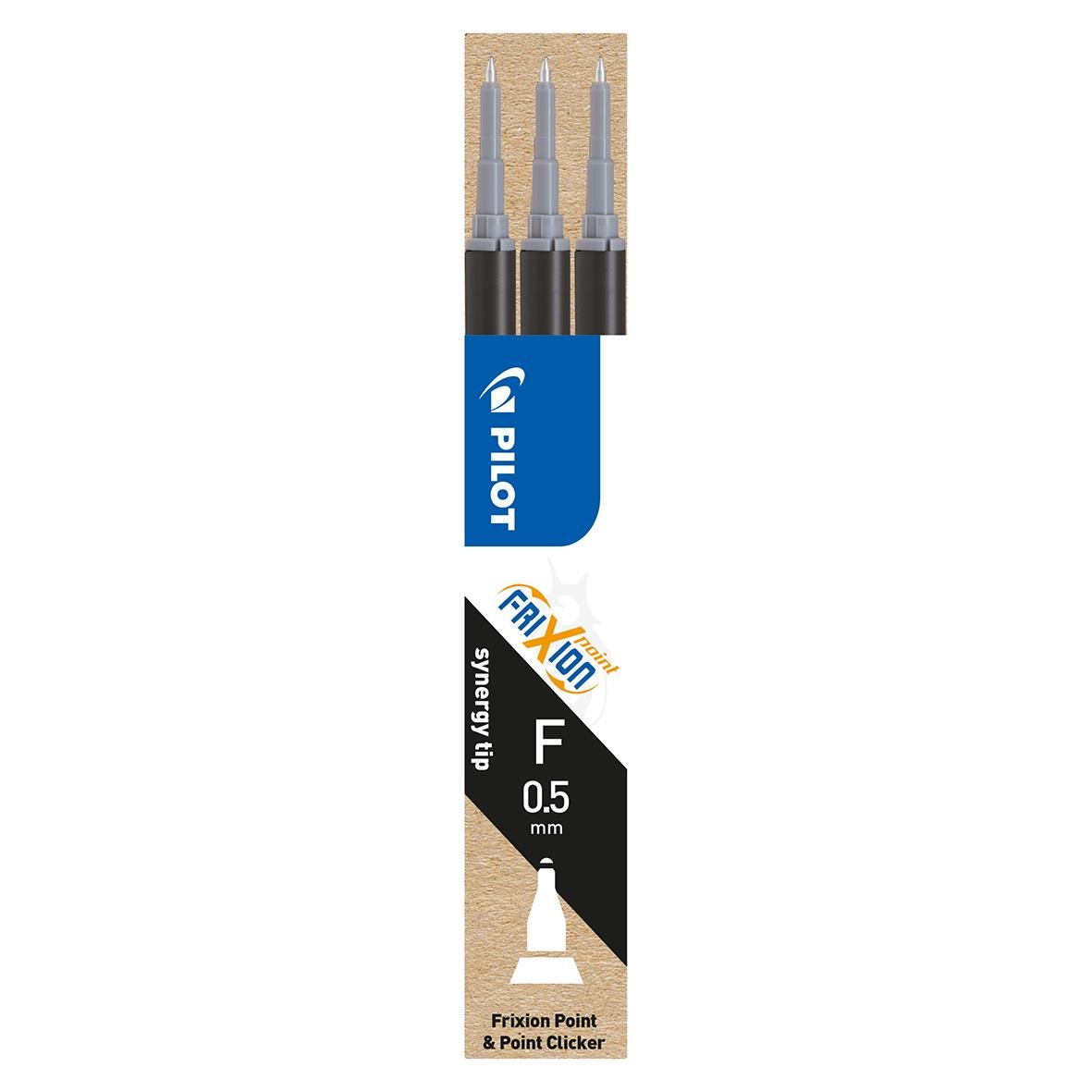 Tre svarta Pilot Frixion Point Clicker pennor med 0,5 mm spets