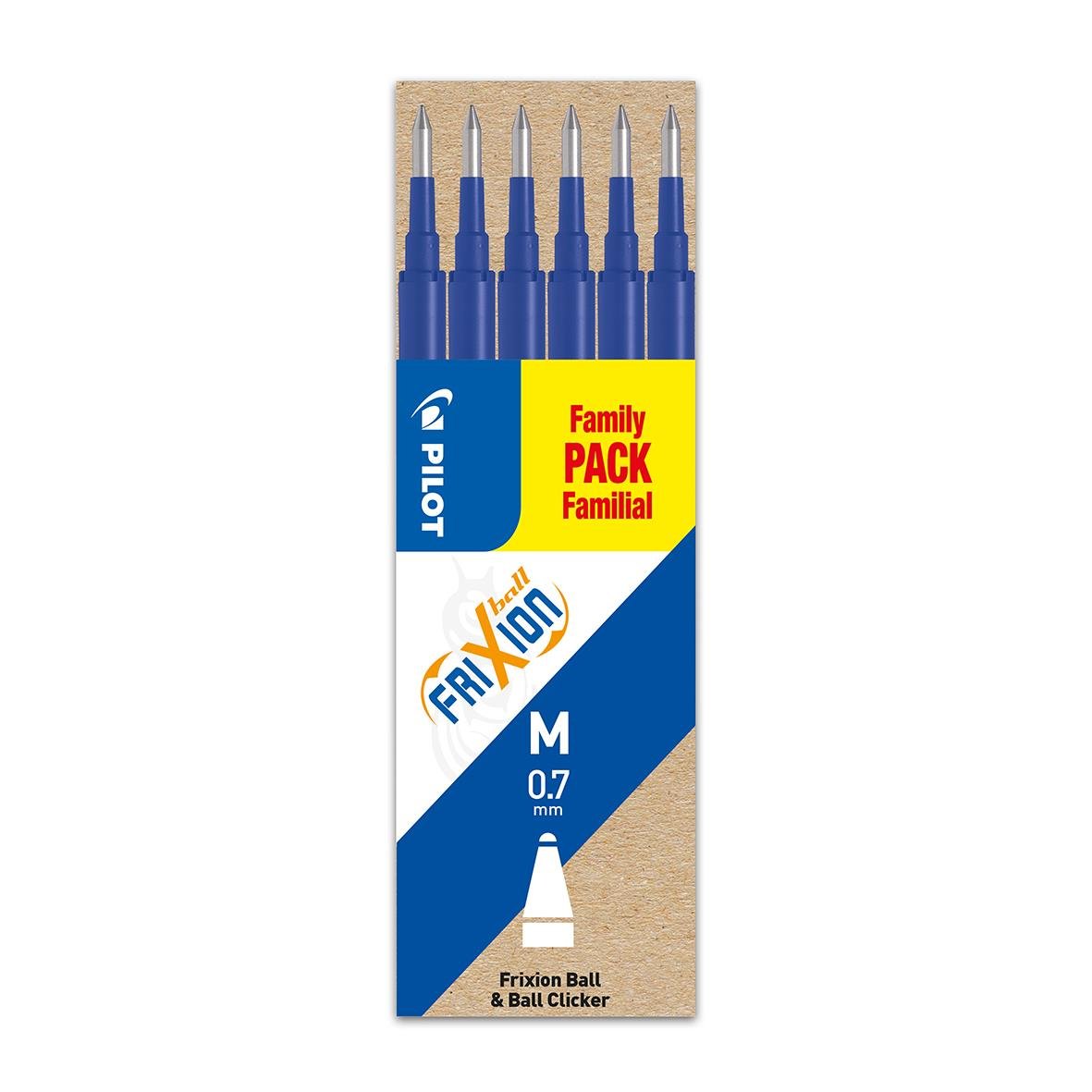 Blå Pilot Frixion Clicker kulspetspenna 0,7mm i familjepaket