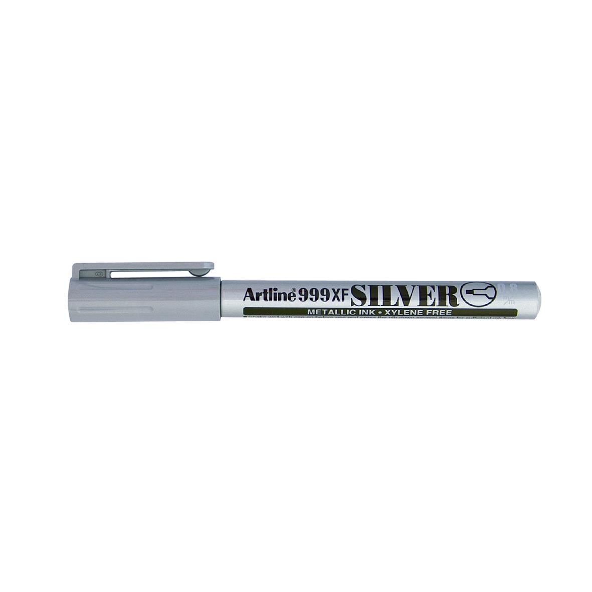 Silver metallic marker Artline 999XF 0,8mm med svart text