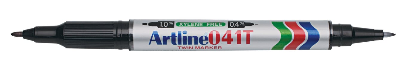 Märkpenna Artline 041T Twin Marker med två spetsar, svart, 0,4/1mm