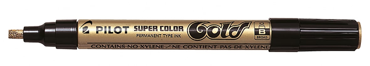 Guldfärgad Pilot Super Color märkpenna med 4,5 mm spets
