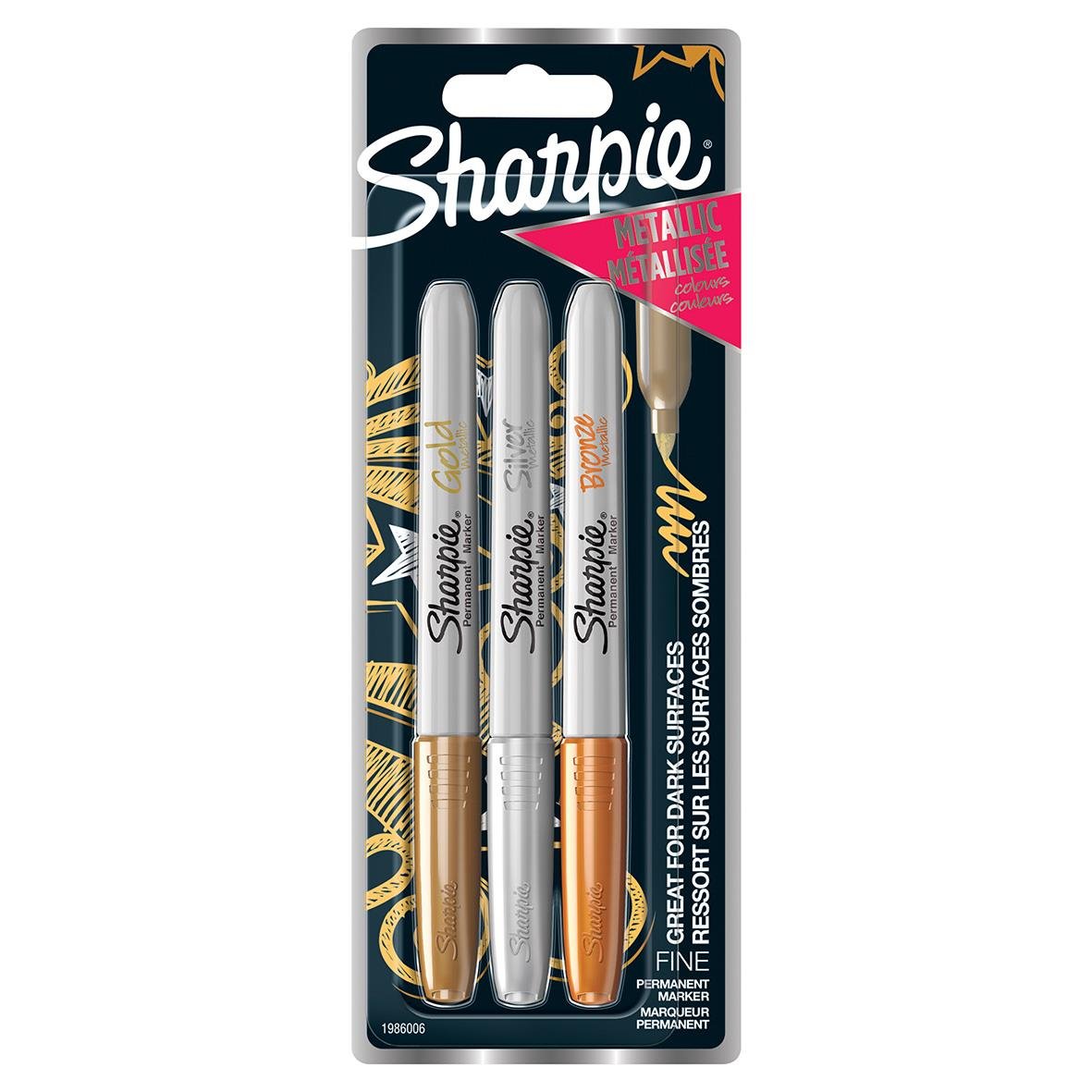 Märkpenna Sharpie Metallic Permanent 3 Färger Fine i förpackning