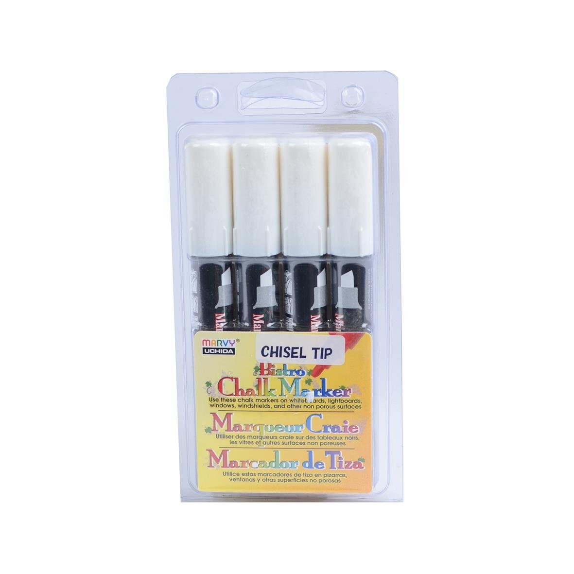 Vit Marvy Chalk Marker med 4mm spets i plastförpackning