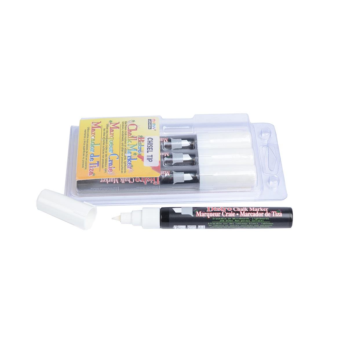 Vit Marvy Chalk Marker med 4mm skuren spets och extra vitt kritstift