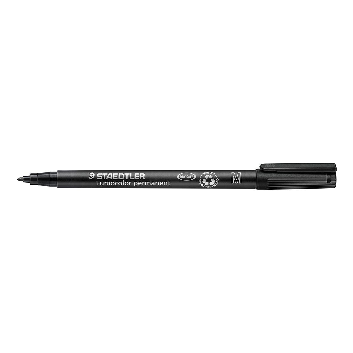 Svart permanent penna Staedtler Lumocolor 317, 1mm, liggande