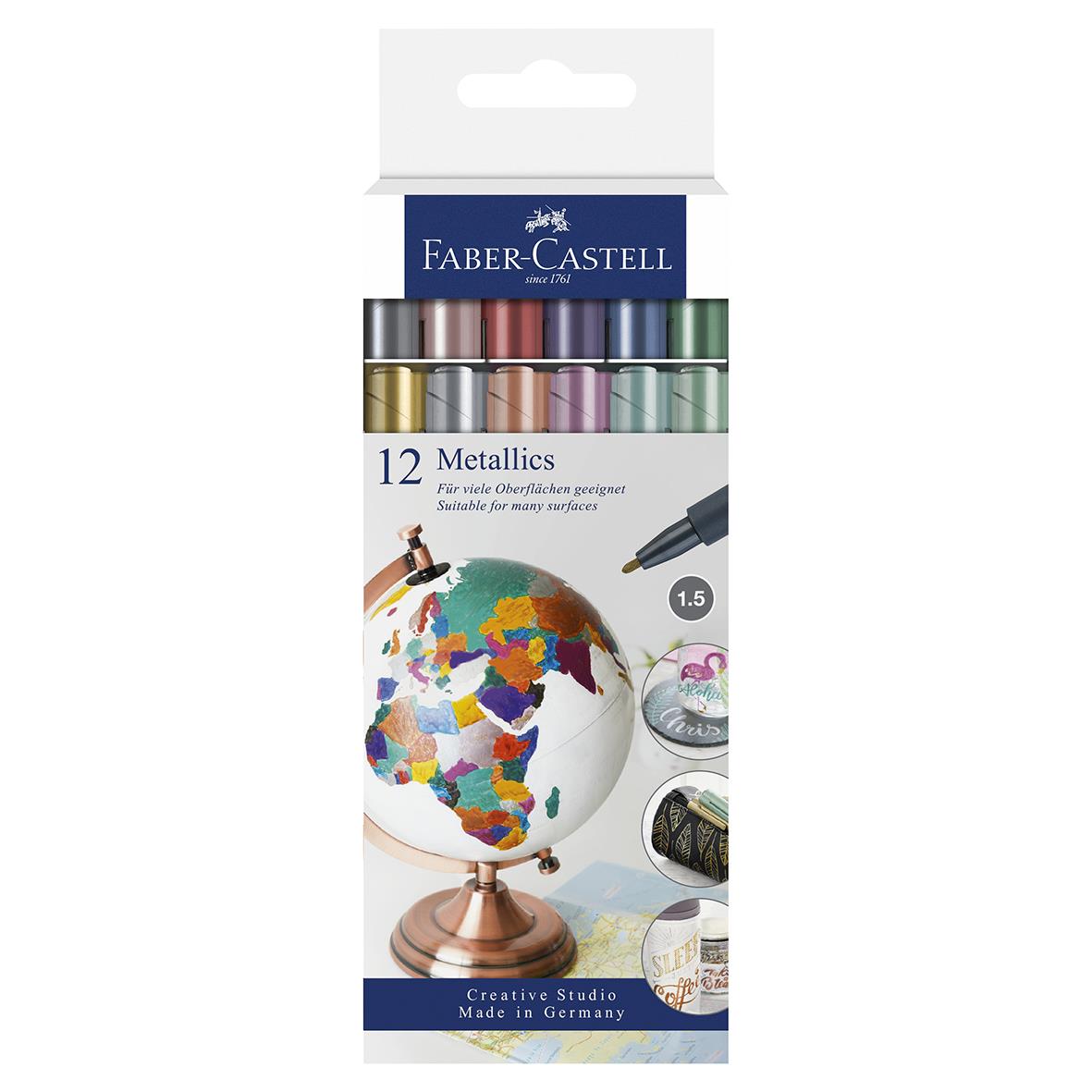 Faber-Castell metallic märkpenna 12 färger, 1,5mm