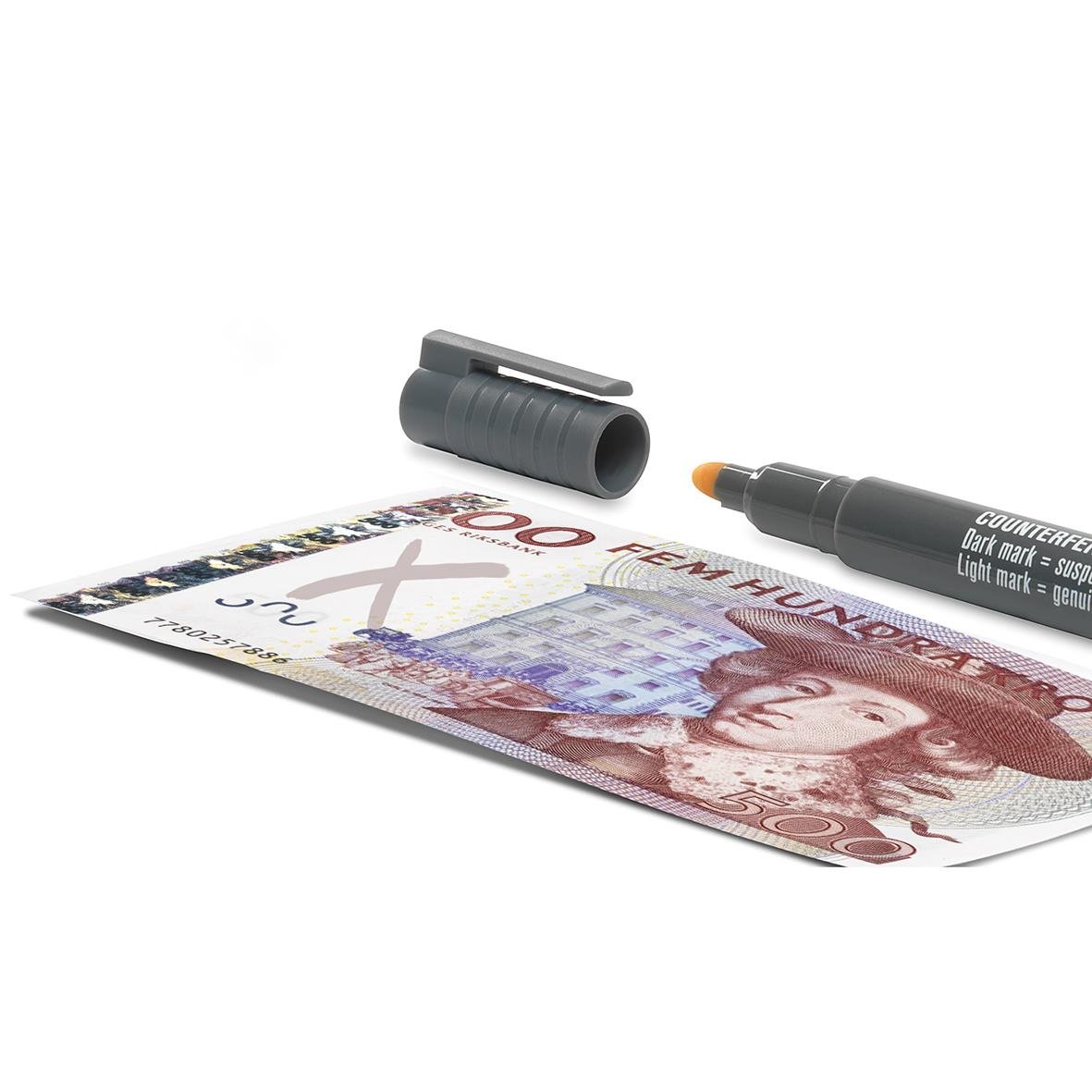 Safescan 30 detektor för falska sedlar med penna och förstoringsglas