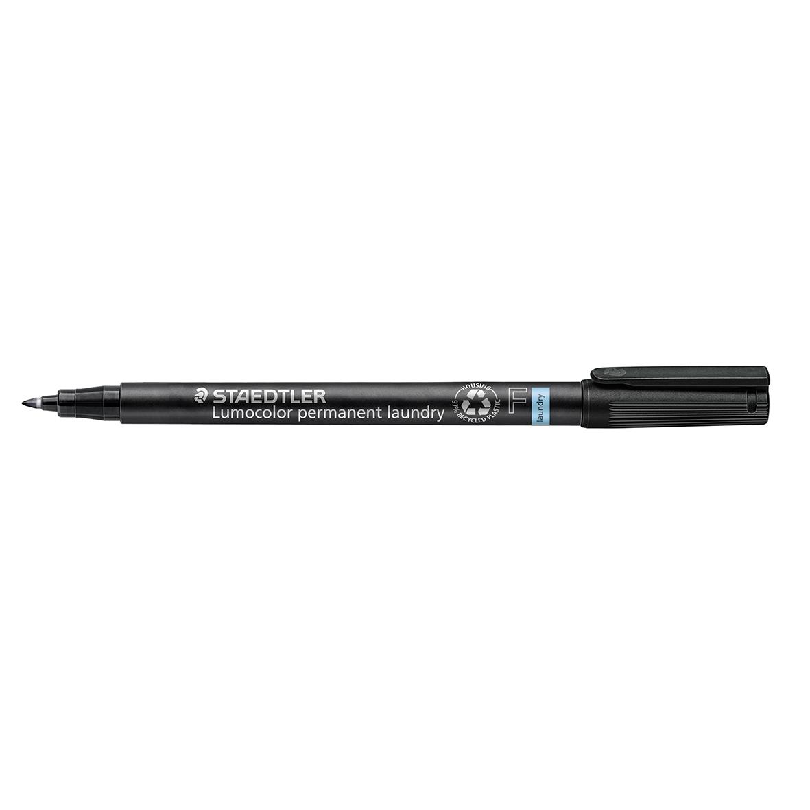 Svart permanent textilpenna Staedtler Lumocolor 0,6mm