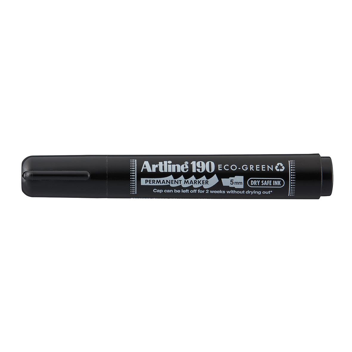 Svart permanent marker Artline 190 med konisk spets och lock, 5 mm bredd