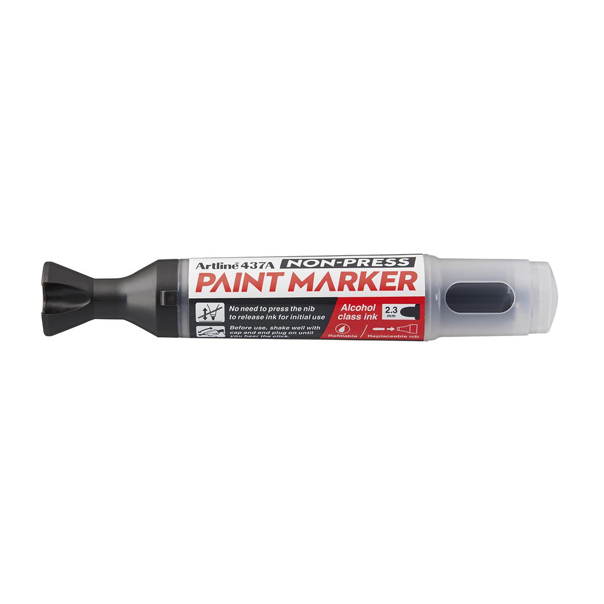 Svart non-press paint marker från Artline 437A med tryckfri design