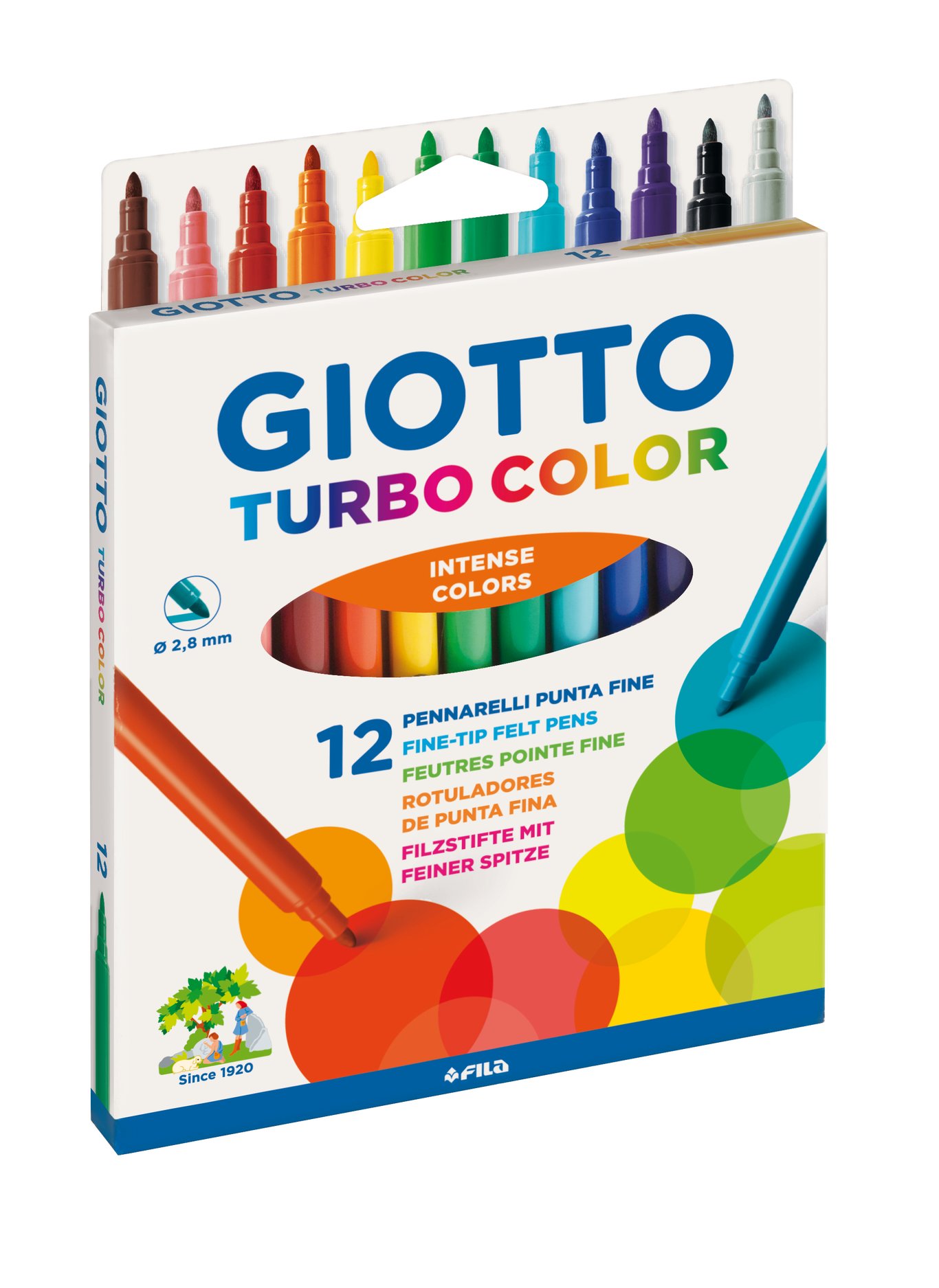 Fiberpenna Giotto Turbo Color 12-pack 12 färger 13100025