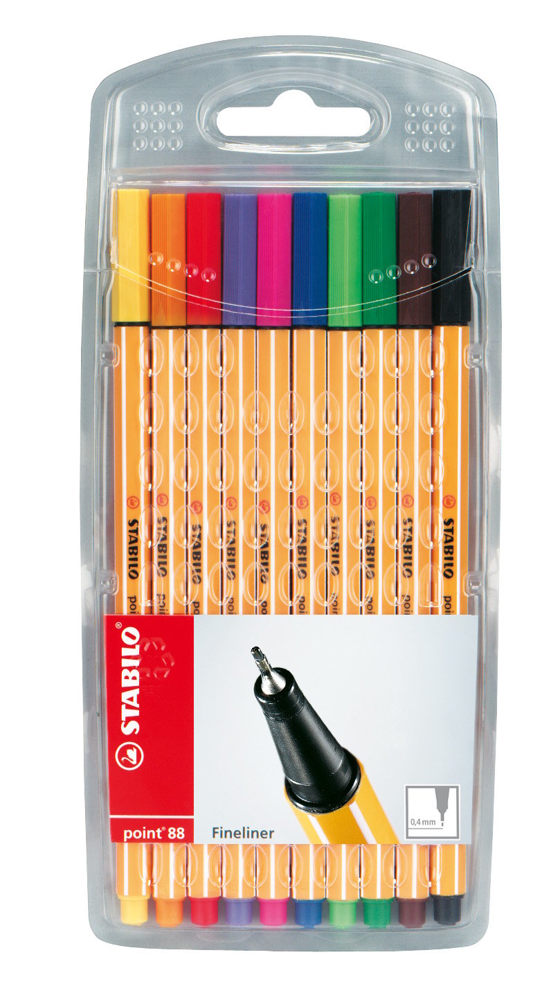 Fiberpenna Stabilo Point 88 10-pack sorterade färger 13100056