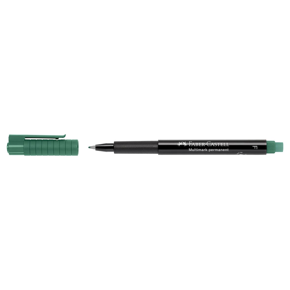 Grön permanent markerpen Faber-Castell Multimark 0,6mm med avtagbart lock