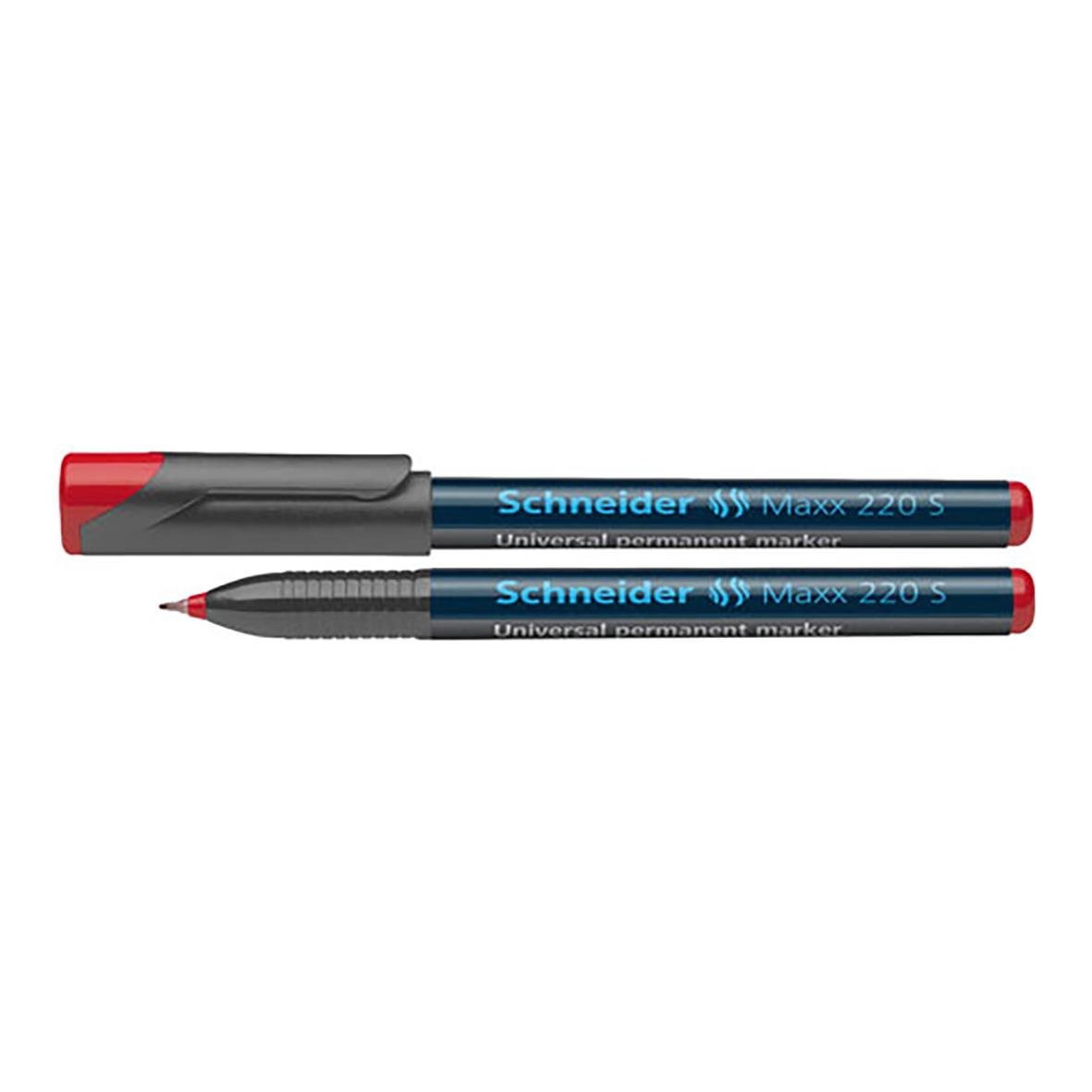Universalpenna Schneider Maxx 220 Permanent Röd 0,4mm med svart kropp och röd spets