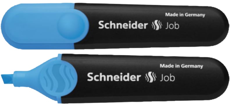 Blå överstrykningspenna Schneider Job med svart kropp och blå topp