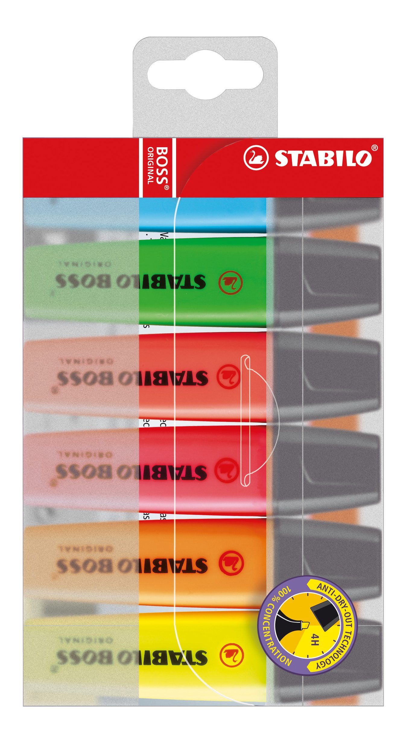 Överstrykningspenna Stabilo Boss 6-pack sorterade färger 13120095