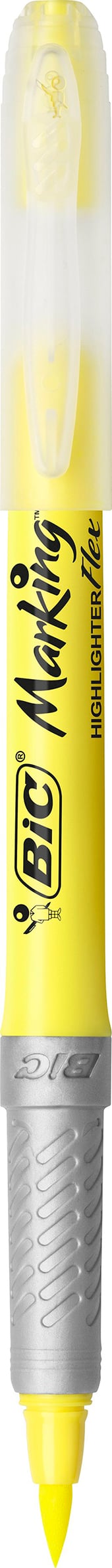 Gul överstrykningspenna Bic Flex med grått grepp och gul spets