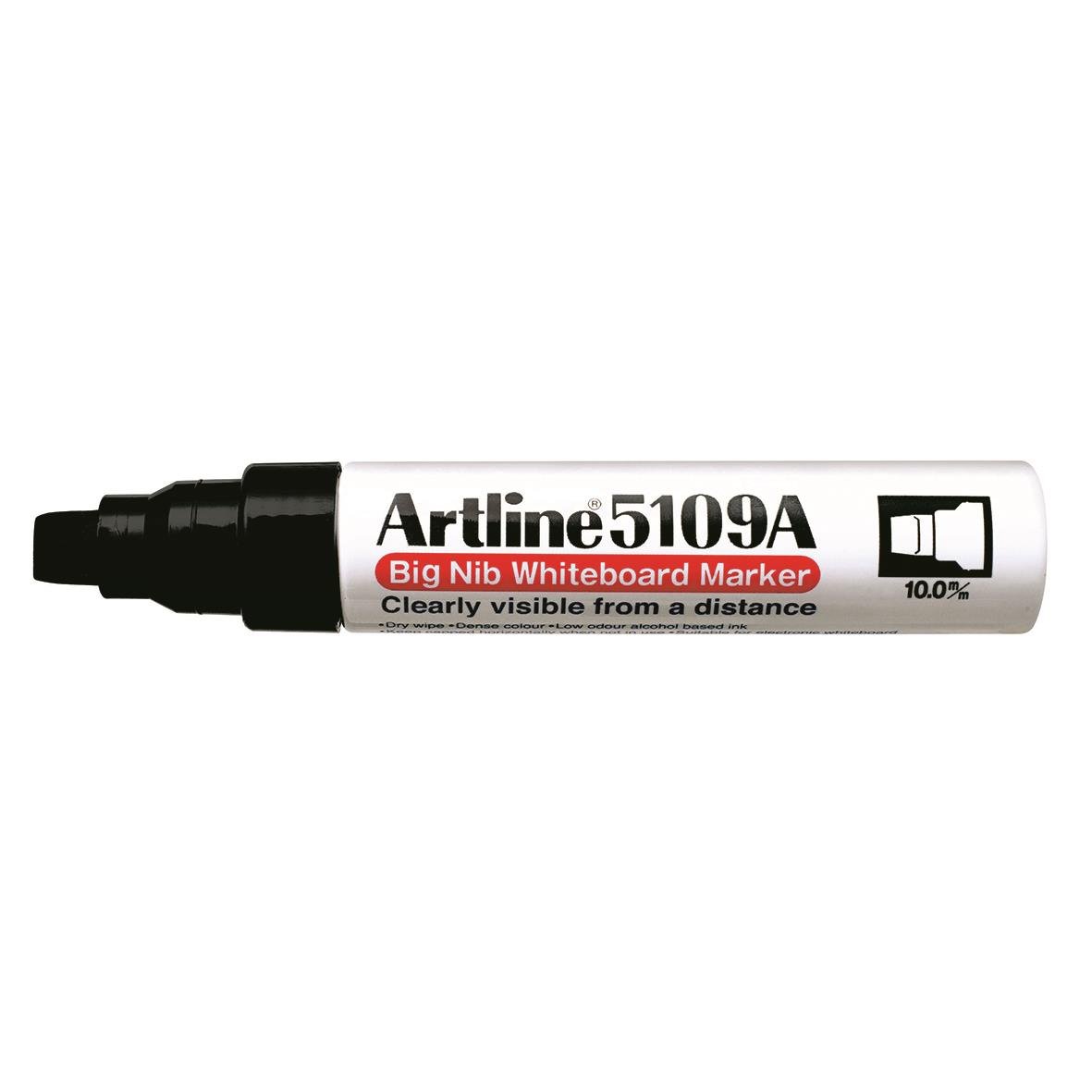 Svart whiteboardpenna Artline Bignib 5109A med 10mm bred spets för tydlig märkning