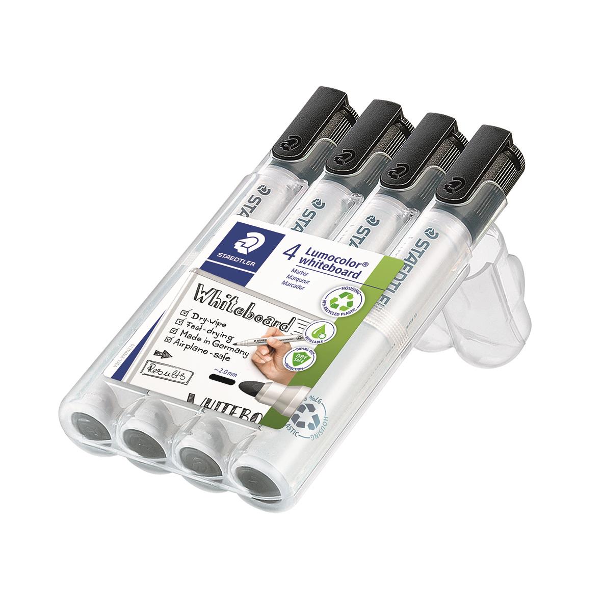 Svart whiteboardpenna Staedtler Lumocolor Rund 2mm i plastfodral