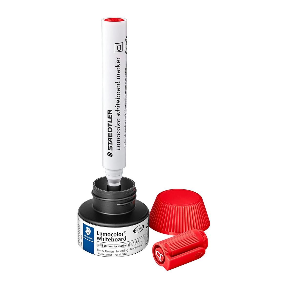 Refill Staedtler Lumocolor WB Lumo 351/351 B svart bläckpenna med röd lock och stift