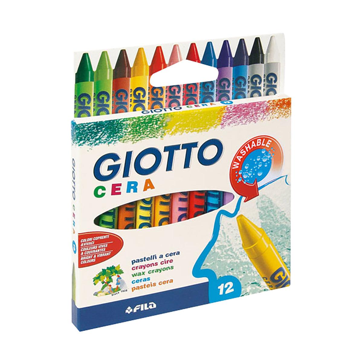 Färgglada vaxkritor i Giotto Cera-ask med 12 kritor i olika färger