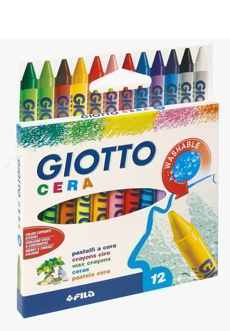 Färgglada vaxkritor i Giotto Cera-ask med 12 kritor i olika färger