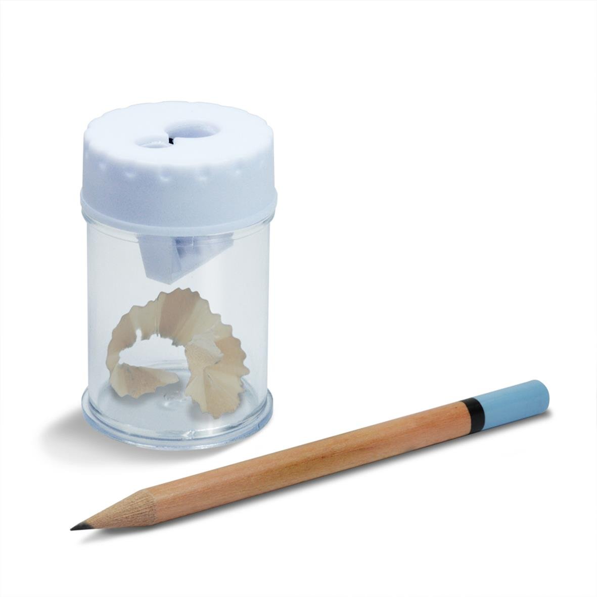 Pennvässare Rapesco med spånhållare i vitt, tillsammans med en träpenna