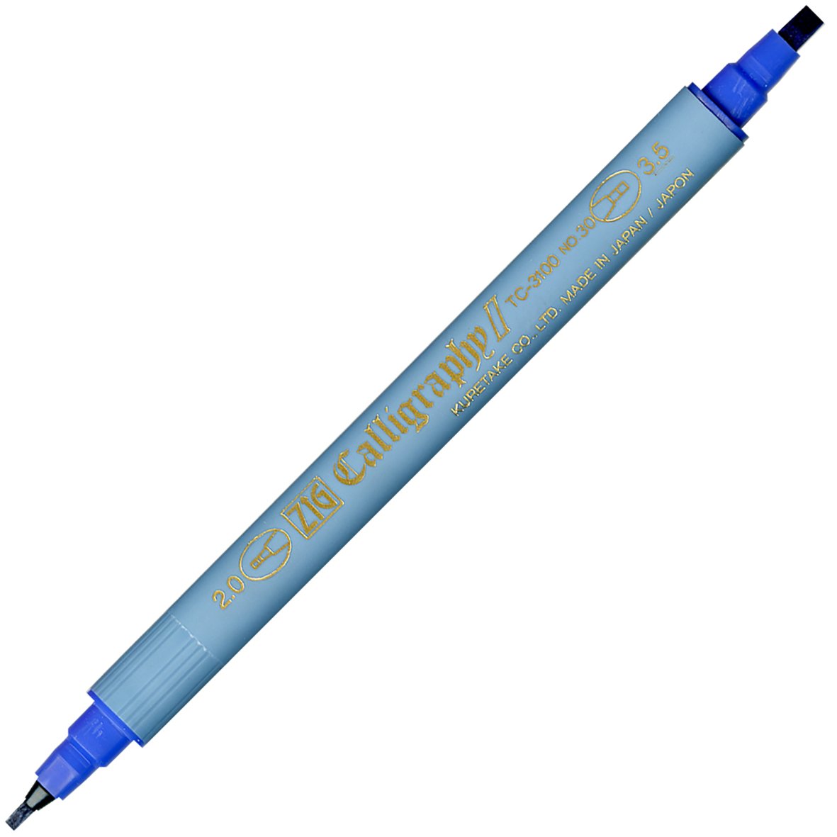 Blå kalligrafipenna Zig TC-3100 med två spetsar, 2 och 3,5 mm