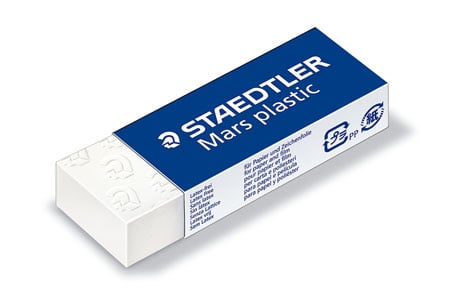 Radergummi Staedtler Mars Plastic 65x23x13mm i blå och vit förpackning