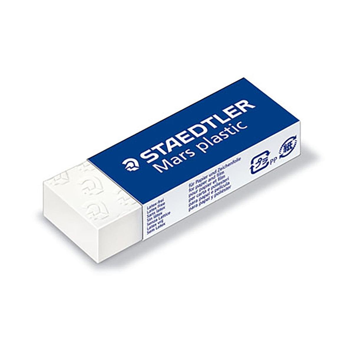 Radergummi Staedtler Mars Plastic 65x23x13mm i blå och vit förpackning
