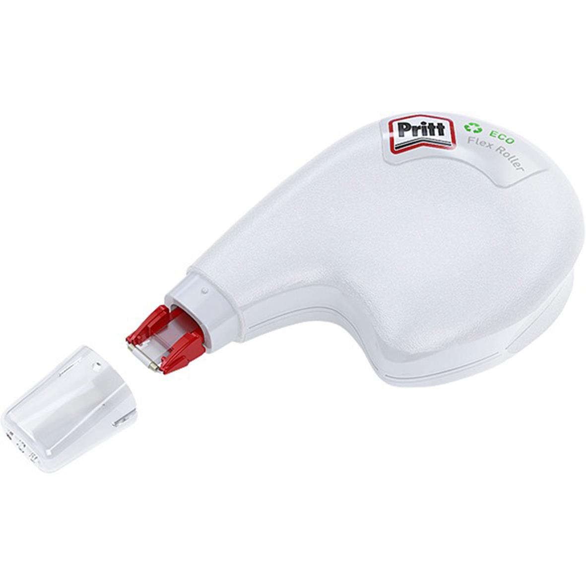 Korrigeringsroller Pritt Roller ecomfort i vitt med röd appliceringsdel och avtagbar skyddslock