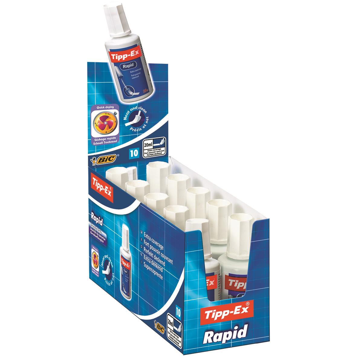Tipp-Ex Rapid korrigeringsvätska i 20 ml flaskor i förpackning med 10 st