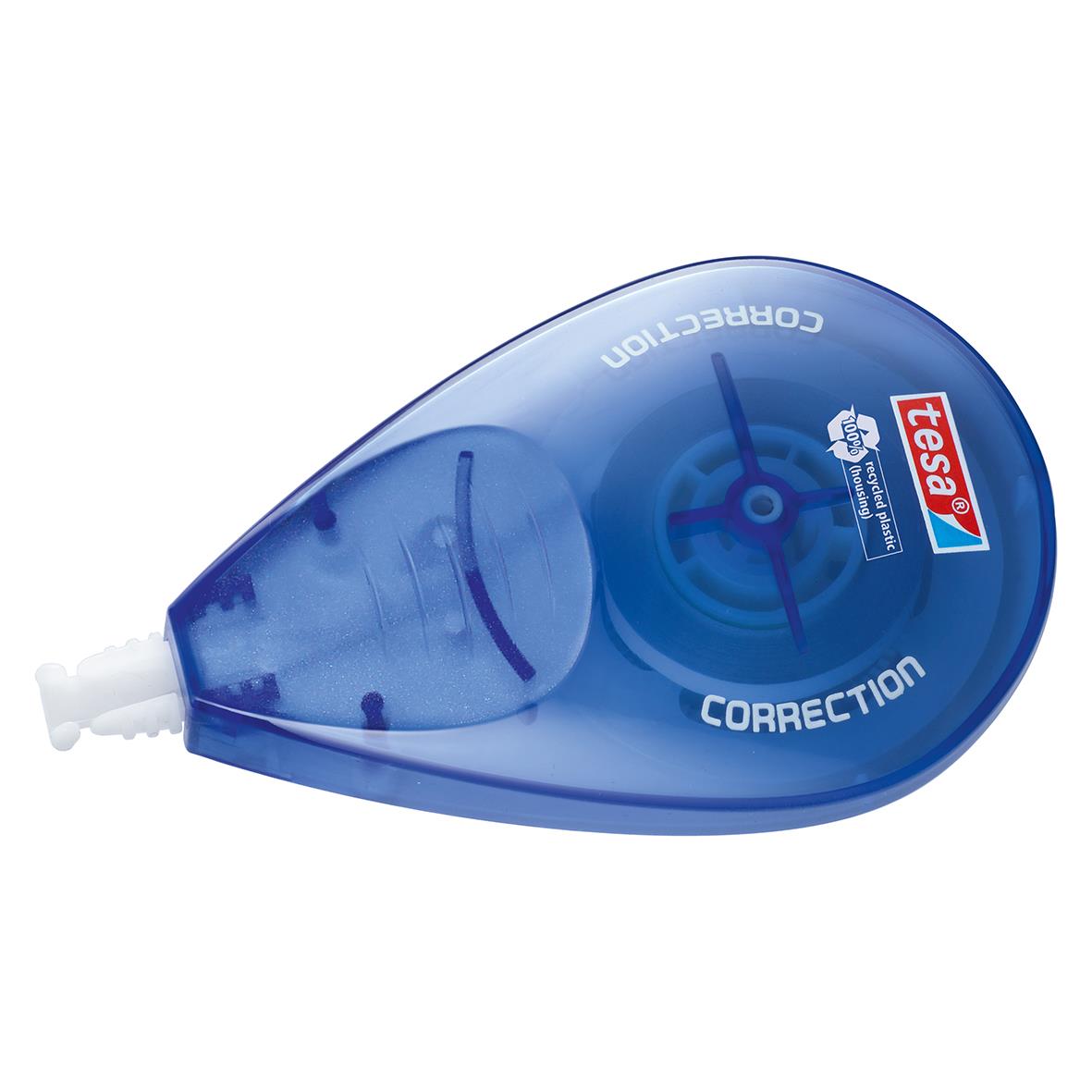 Tesa korrigeringsroller i blå plastbehållare med rulle för korrigering av skrivfel, 4,2mm x 10m