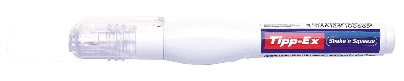 Korrigeringspenna Tipp-Ex Shake´N Squeeze 8ml med vit kropp och blå etikett
