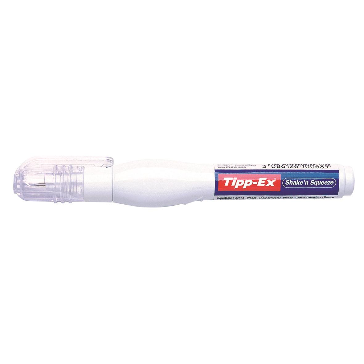 Korrigeringspenna Tipp-Ex Shake´N Squeeze 8ml med vit kropp och blå etikett