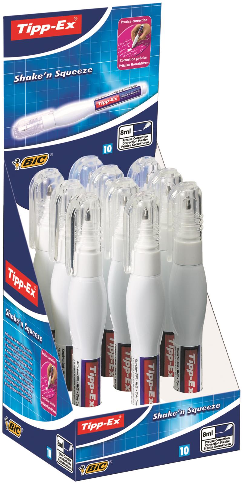 Korrigeringspenna Tipp-Ex Shake'n Squeeze 8ml i förpackning med 10 pennor
