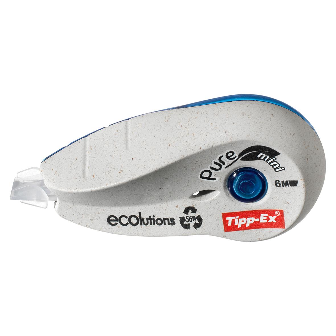 Tipp-Ex Ecolution korrigeringsrulle 5mm x 6m i vit plast med blå knapp