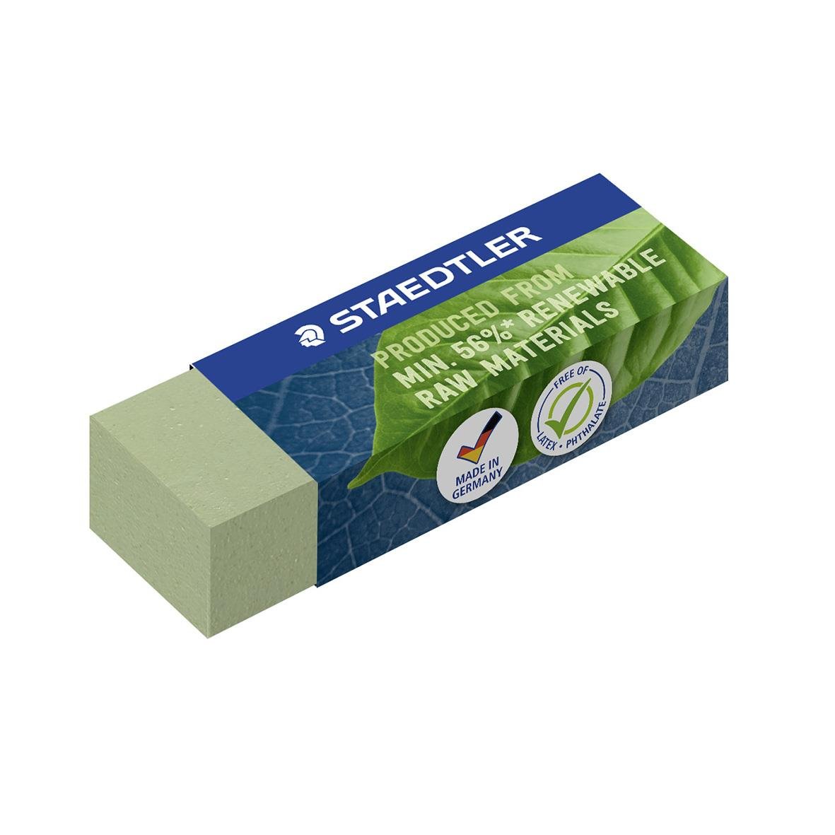 Miljövänlig radergummi från Staedtler, 65x23x13mm, tillverkad av återvinningsbara material