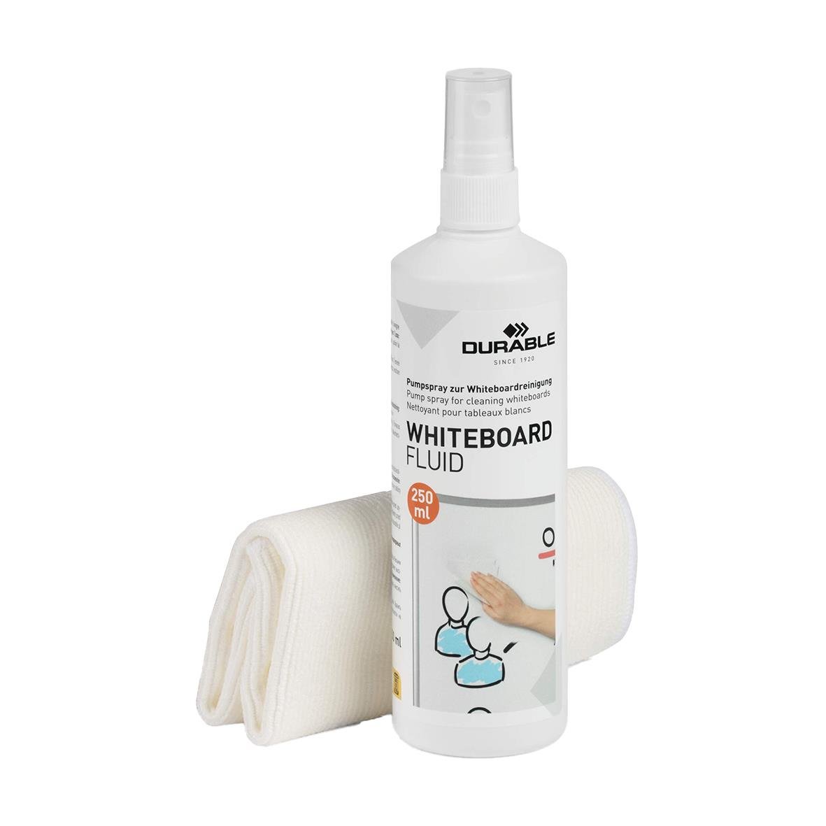 Whiteboardrengöring Durable Whiteboard spray 250ml+1st duk