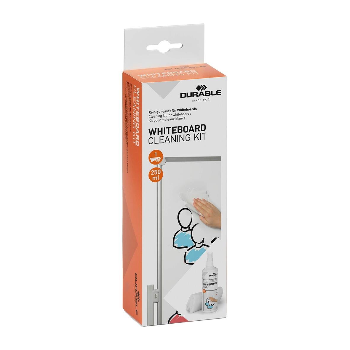 Whiteboardrengöringskit med spray 250ml och rengöringsduk
