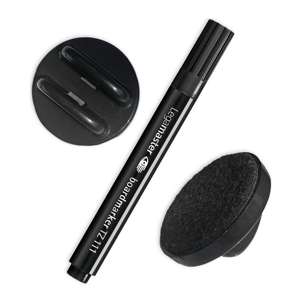 Taveltorkare Legamaster mini med WB-penna svart, rengöringssvamp och förvaringsfodral